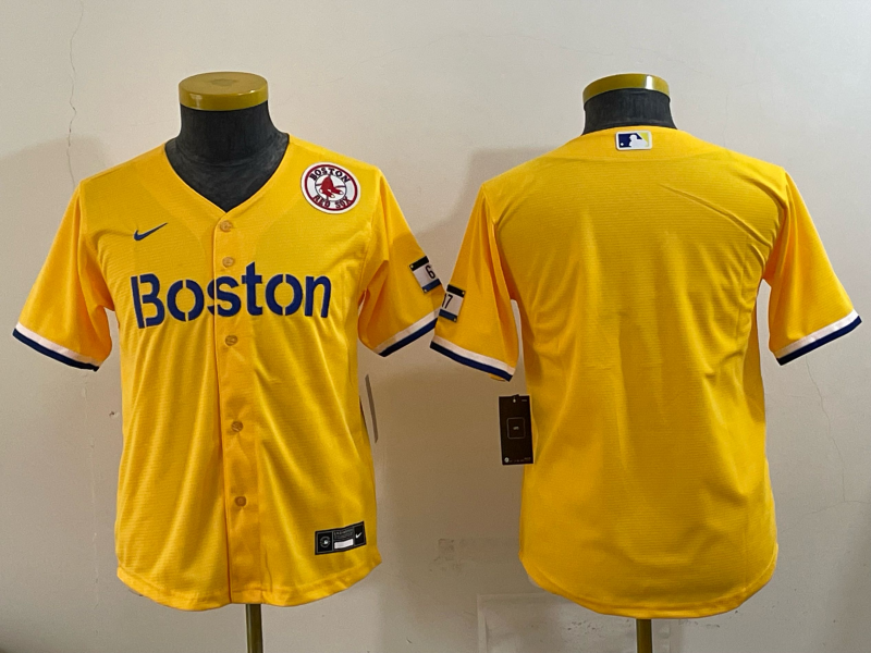 Youth Boston Red Sox blank yellow 2025 Nike MLB Jersey 08->youth mlb jersey->Youth Jersey